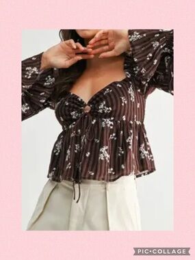 🌸Floral Tie-Front Peplum Top🌸